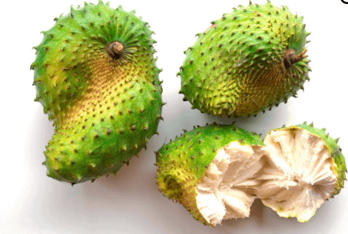 a photo image of guanábanas (soursop) that illustrates the kindness the author received when buying the fruit at a local market.